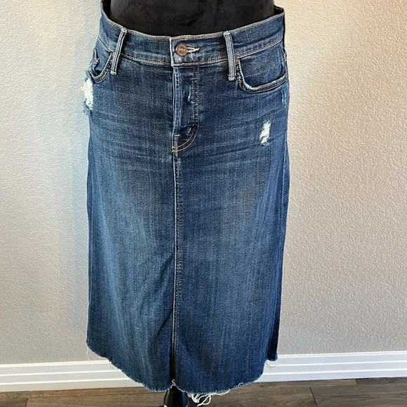 MOTHER Easy A Skirt Midi (Wash: Alley Cat) Size 26 - Picture 2 of 11